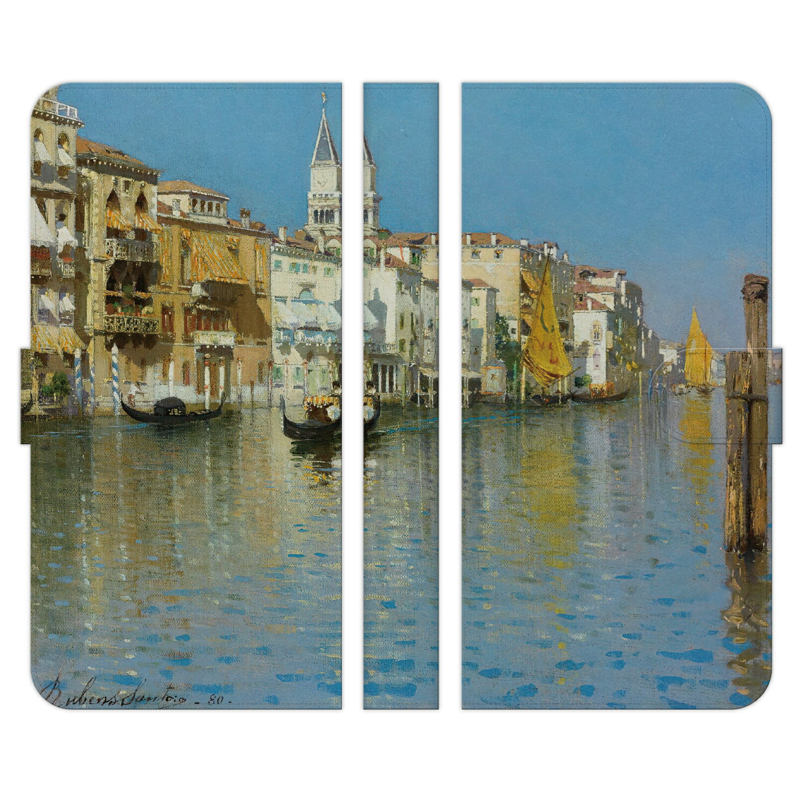 Google Pixel 4a 手帳型 スマホ ケース カバー ルーベンス サントロ 06 Rubens Santoro ベネチア ベニス view across the grand canal from dorsoduro with bell tower of san marco 1880 絵画 名画 美術 芸術 グーグル ピクセル スマートフォン スマホケース