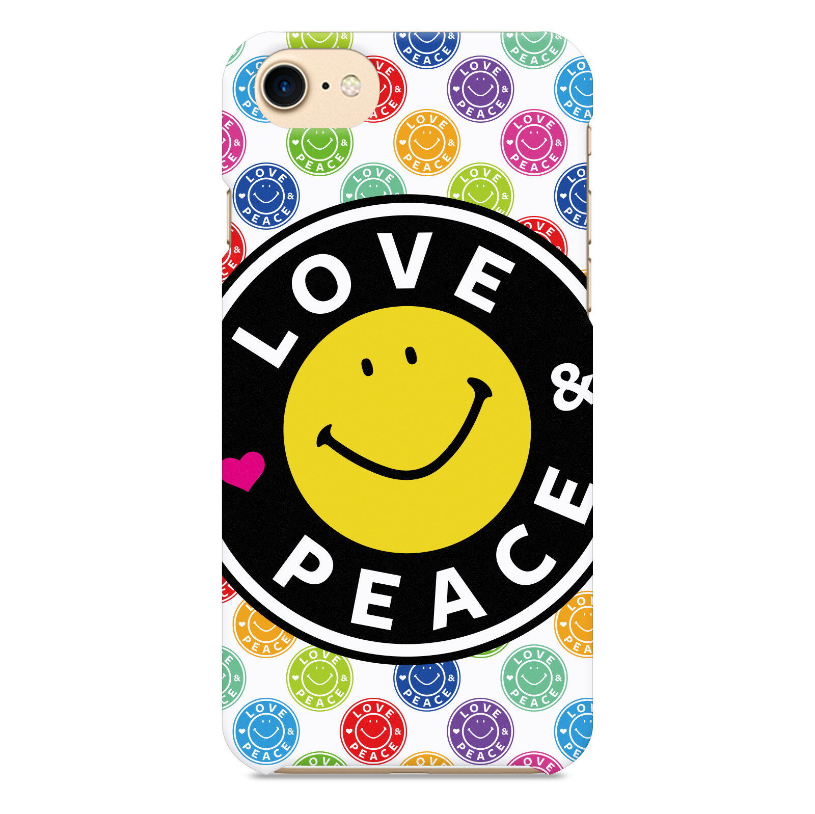 Xperia Ace II SO-41B ハード スマホ ケース カバー Love & Peace 11 マルチカラー カラフル スマイリー ニコちゃんマーク ニコニコマーク スマイルマーク ピースマーク エクスペリア エース マークツー エース2 Android アンドロイド ケースカバー スマートフォン