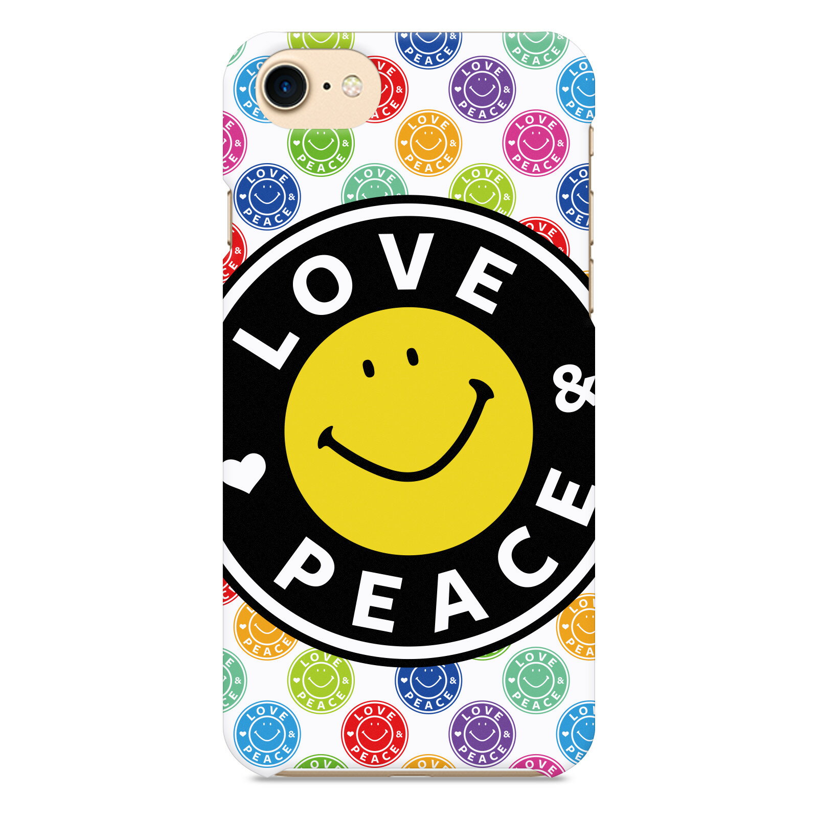 Xperia Ace / SO-02L ハード スマホ ケース カバー Love & Peace 12 マルチカラー カラフル スマイリー スマイリーニコちゃんマーク ニコニコマーク スマイルマーク ピースマーク エクスペリア エース スマートフォン スマホケース スマートフォンケース スマフォケース