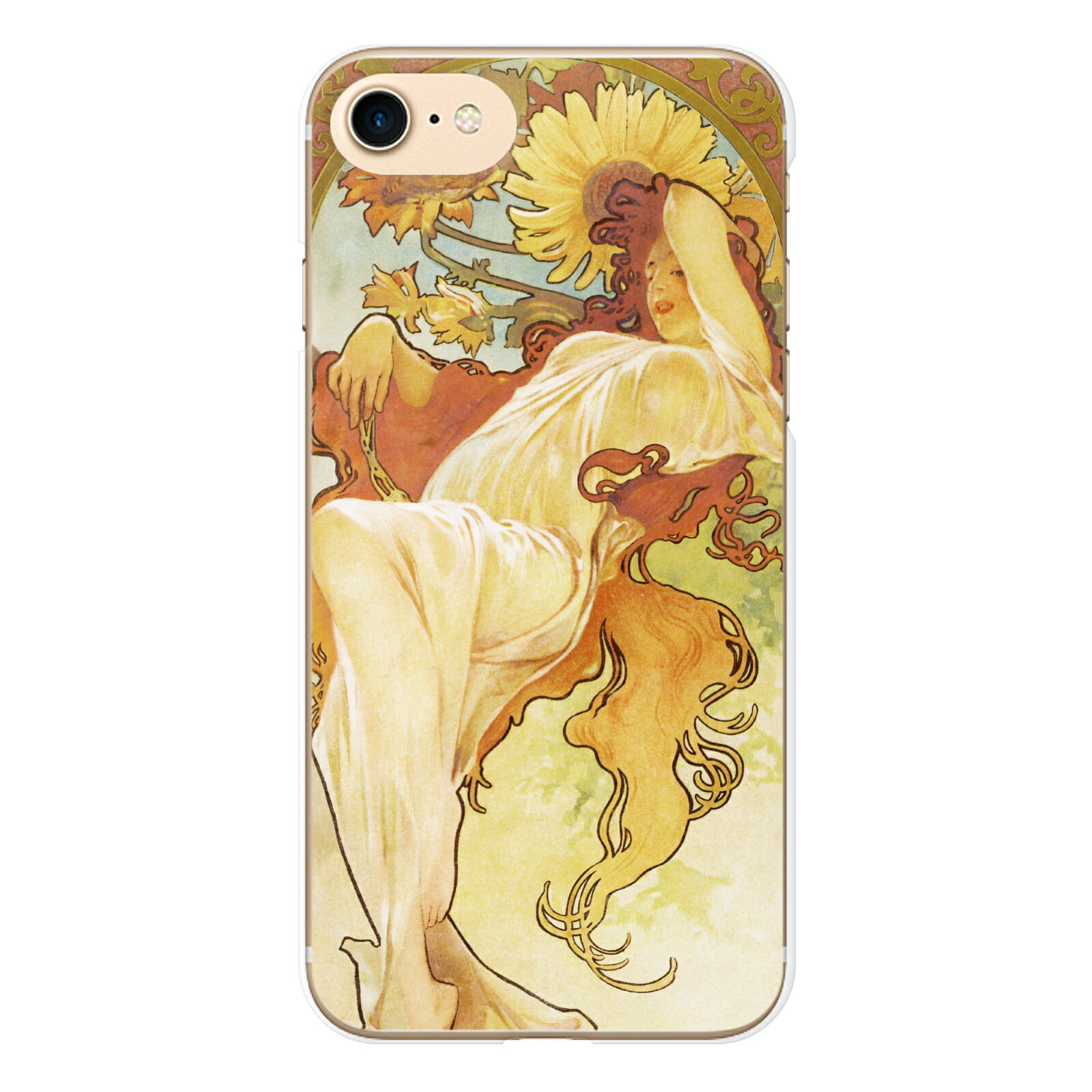 Xperia 5 SO-01M SOV41 ハード スマホ ケース カバー ミュシャ 四季 夏 B 連作 the four seasons les saisons 乙女 髪飾り alphonse mucha 版画 リトグラフ レース 人物 花 花びら 草木 花柄 アール ヌーボー アルフォンス 名作 名画 画家 絵画 西洋画 ヴィンテージ おもしろ