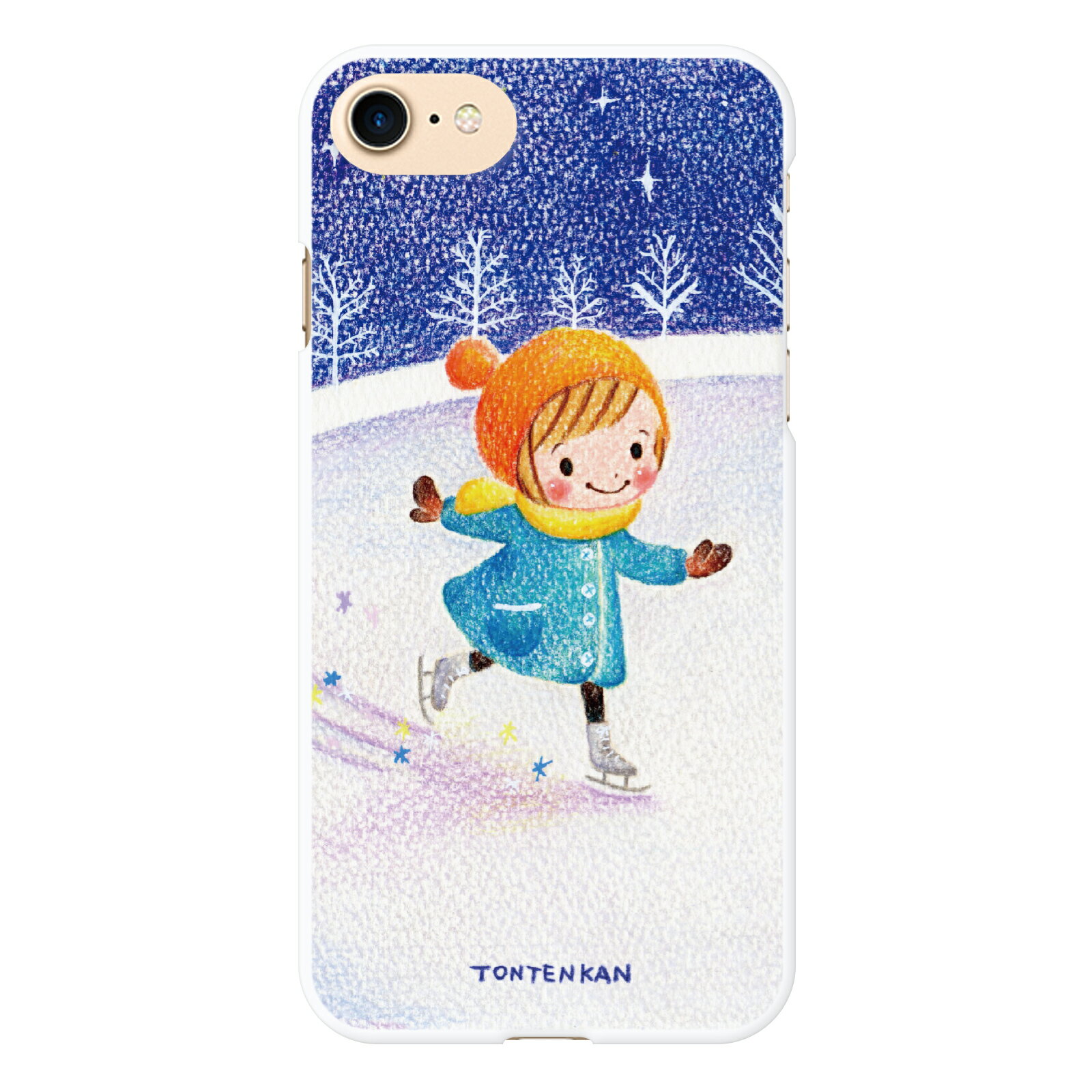 ZTE Axon 10 Pro 5G 902ZT ハード スマホ ケース カバー 月夜のスケート L TONTENKAN スケート 冬 女の子 色鉛筆 イラスト かわいい レディース ゼットティーイー アクソン テン プロ アクソンテンプロ ファイブジー Android au docomo softbank アンドロイド エーユー