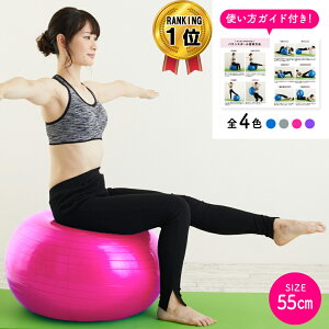 【楽天1位！雑誌GOODA掲載】バランスボール 55cm ヨガボール ダイエット エクササイズ　ヨガ ピラティス　ダイエット器具 ストレッチ 体幹トレーニング 人気 エクササイズボール 運動　フットポンプ付　メーカー保証付き