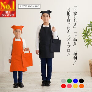 【楽天1位！90日保証】キッズエプロン エプロン 子供用エプロン キッズ 男の子 女の子 100cm-160cm 三角巾 手提げバッグ おしゃれ かわいい お手伝い ポケット付き 小学校 給食エプロン 三角バンダナ付き 首ゴムタイプ