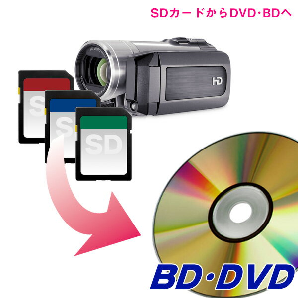 SDカード マイクロSDカードからブルーレイ DVDへダビング【60分あたりの料金です】【3980円以上送料無料 】ビデオ カメラダビング/業務用ディスク使用