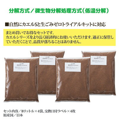 【送料無料】 カエルシリーズ用の交換用チップ材です 自然にカエルS 交換用チップ材 家庭用 生ごみ処理 ●交換用チップ材エコパワーチップ8W×2箱セット（8L入×4袋）