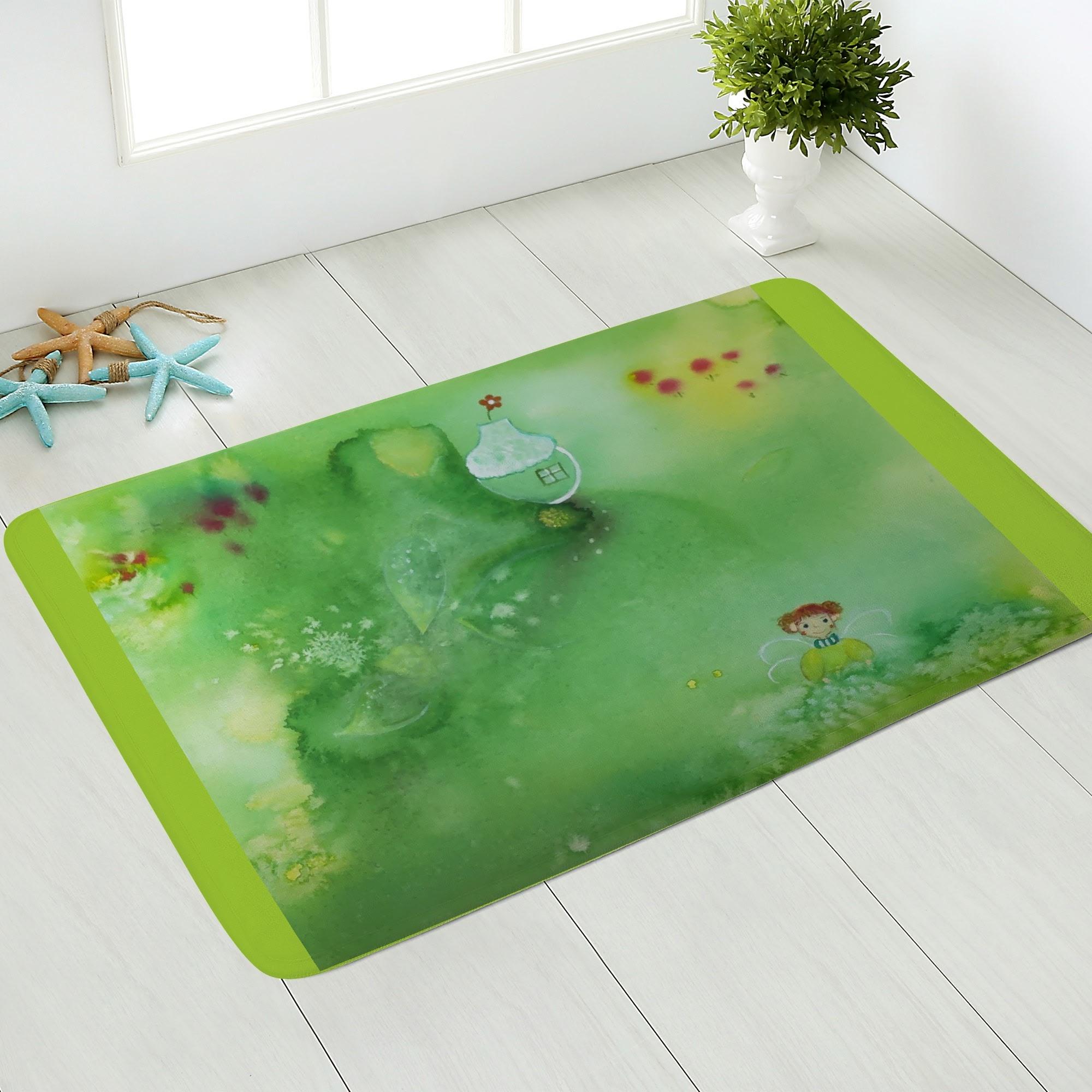 グリーンハウス(ドアマット) ふんわりドアマット ユニセックス ホームデコレーション アート グリーン 可愛い 妖精 ファンタジー chika