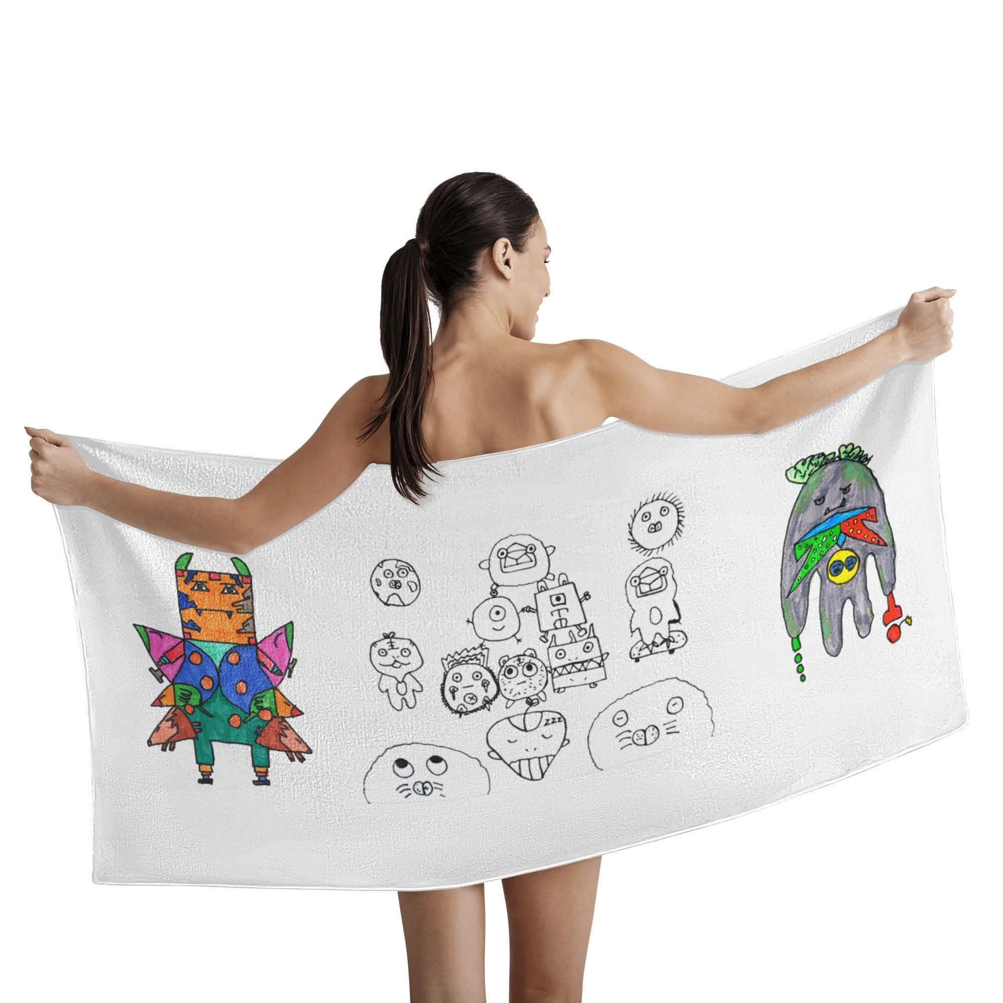 怪獣たちの集まり(バスタオル) バスタオル ユニセックス ホームデコレーション キャラクター 可愛いタオル オリジナルタオル 原野莉莎