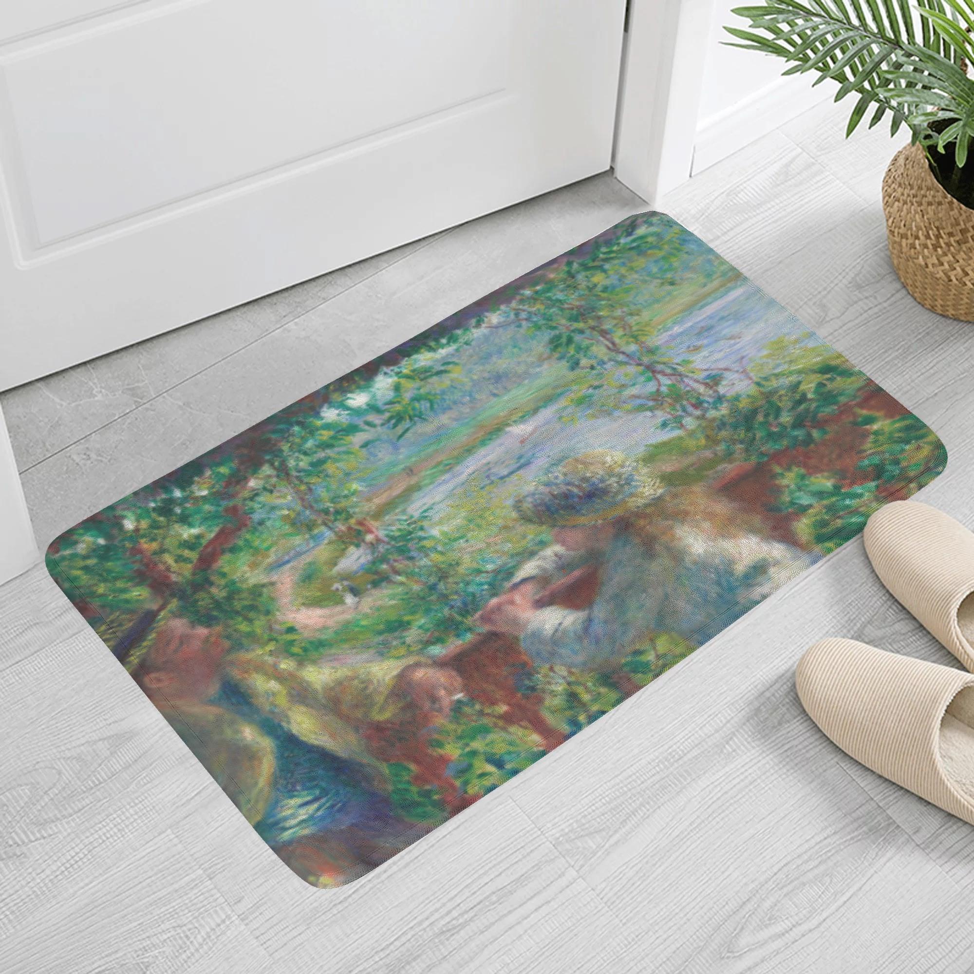 ピエール＝オーギュスト・ルノワール 湖の近く Near the Lake(ふんわりドアマット) ふんわりドアマット ユニセックス ホームデコレーション 全て Lake パブリックドメイン アート