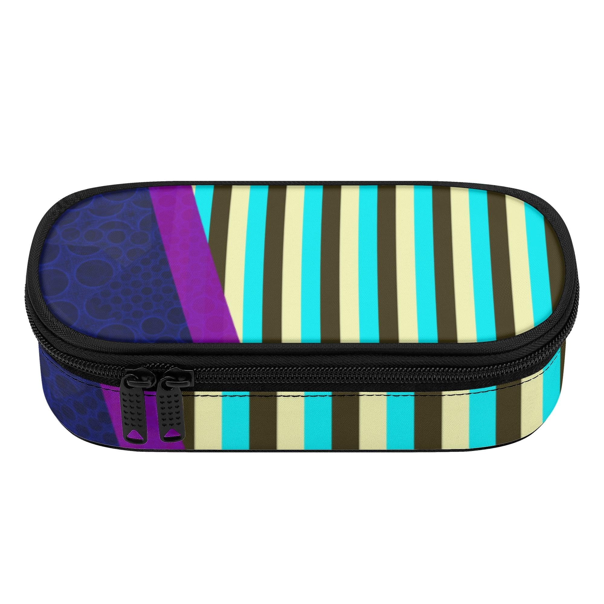 紺ドットチョコミント(ペンケース) ペンケース ユニセックス バッグ アート 水玉 ドット ストライプ 紺 dot 水玉模様 chocolate dark blue stripe 縦縞 チョコミント Mint 詩一