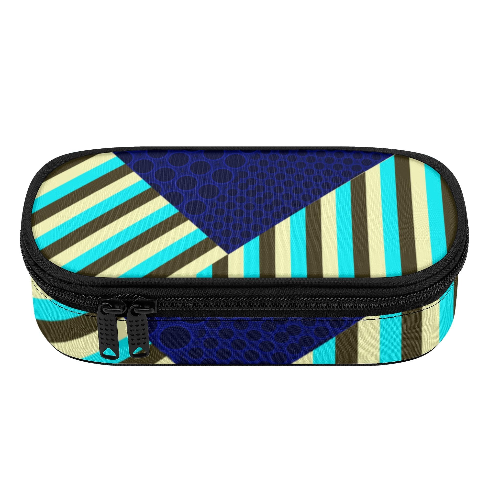 紺ドットチョコミント2(ペンケース) ペンケース ユニセックス バッグ アート 水玉 ドット ストライプ 紺 dot 水玉模様 chocolate dark blue stripe 縦縞 チョコミント Mint 詩一