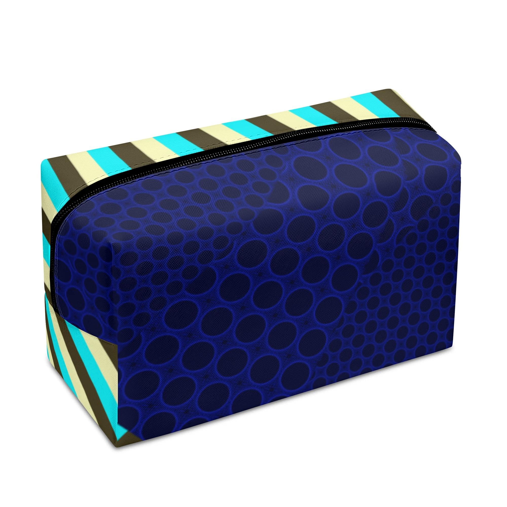 紺ドットチョコミント2(コスメバッグ) コスメバッグ ユニセックス バッグ アート 水玉 ドット ストライプ 紺 dot 水玉模様 chocolate dark blue stripe 縦縞 チョコミント Mint 詩一