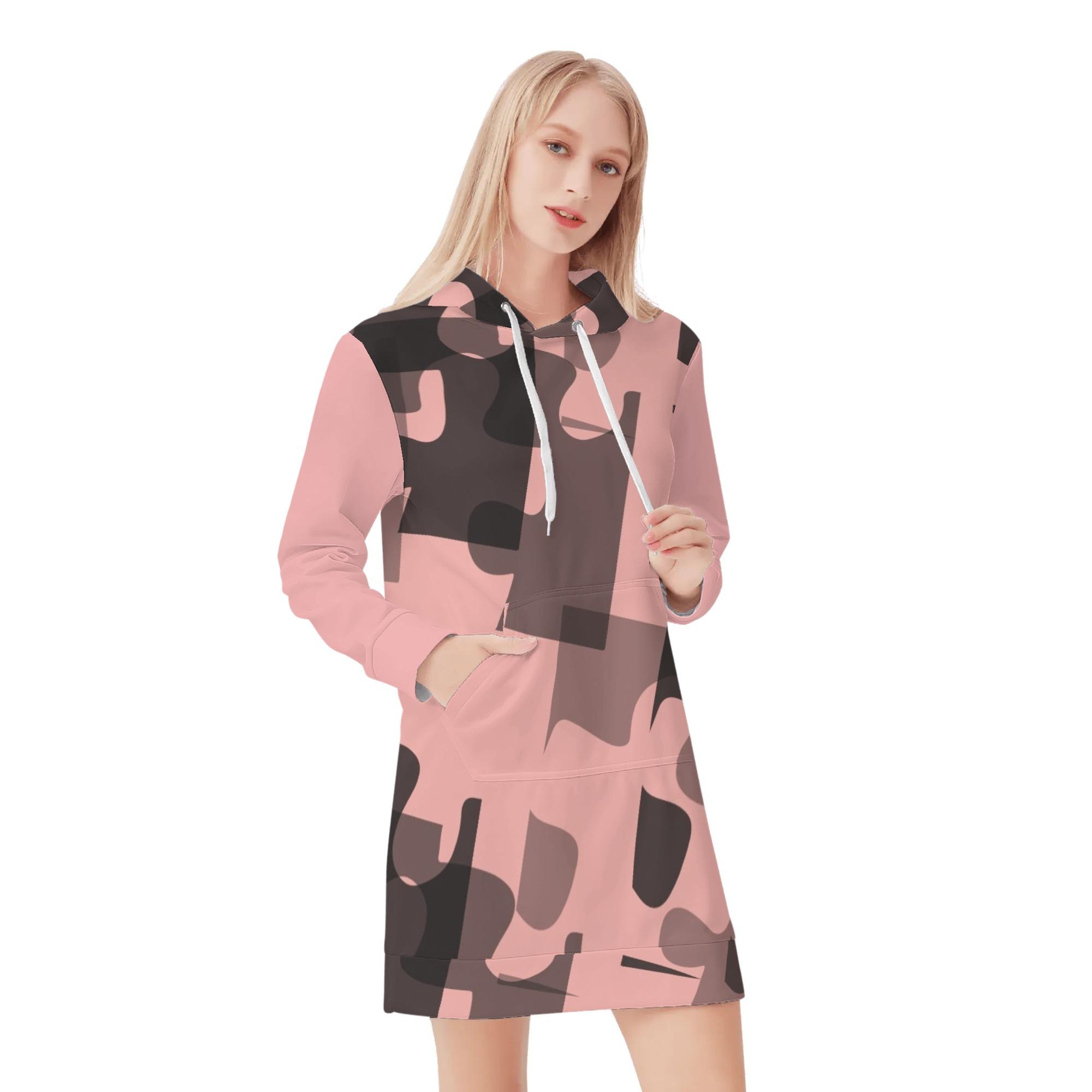 パズル アート(パーカーワンピース) パーカーワンピース レディース アート originalアート 淡いピンク..