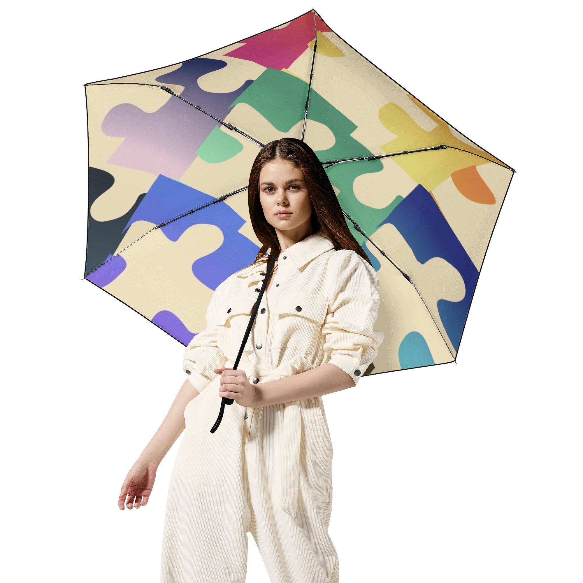 パズル アート(折り畳み傘 内面デザイン) 折り畳み傘 内面デザイン ユニセックス アクセサリー アート ..