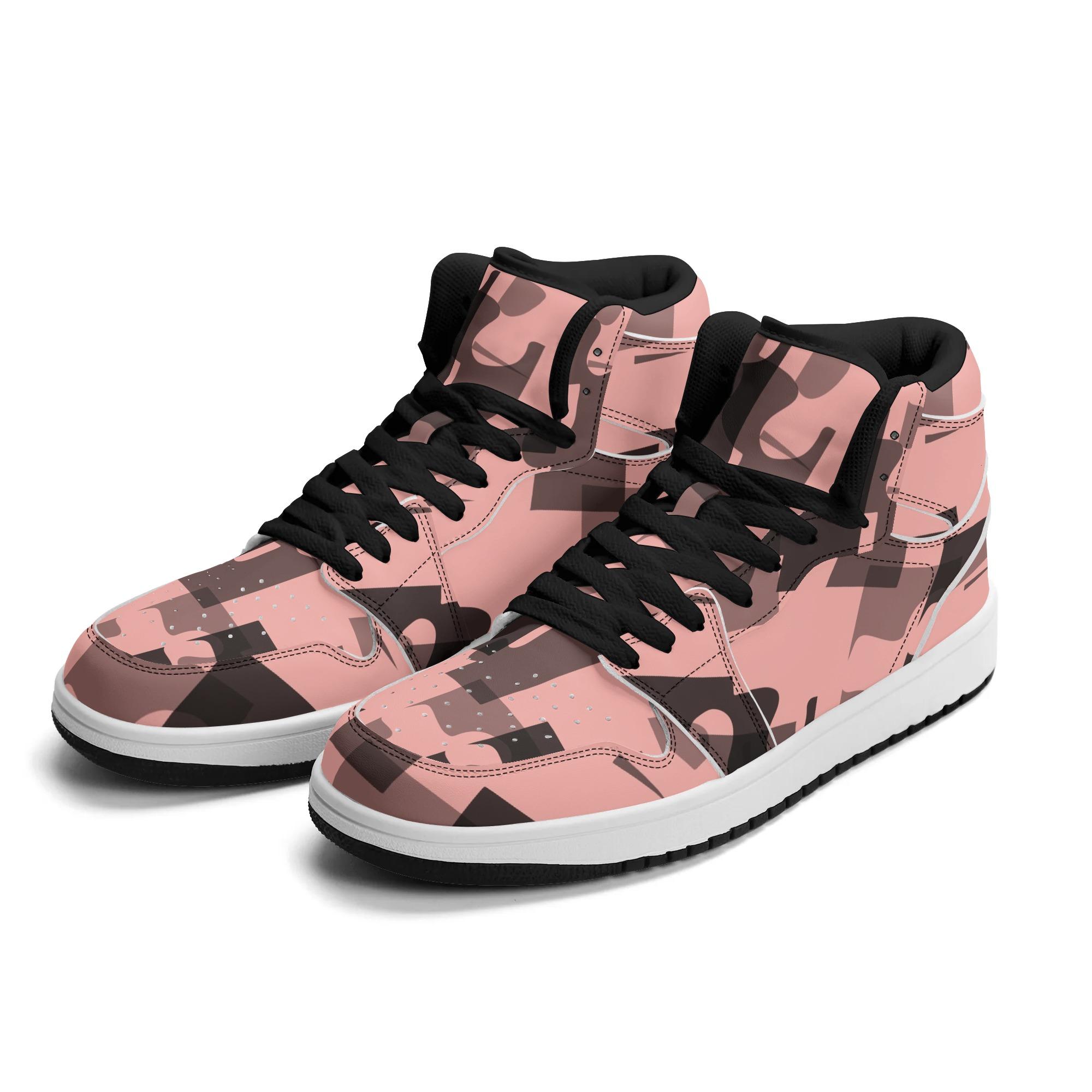 パズル アート(レディースハイカットレザースニーカー) レディースハイカットレザースニーカー レディ..