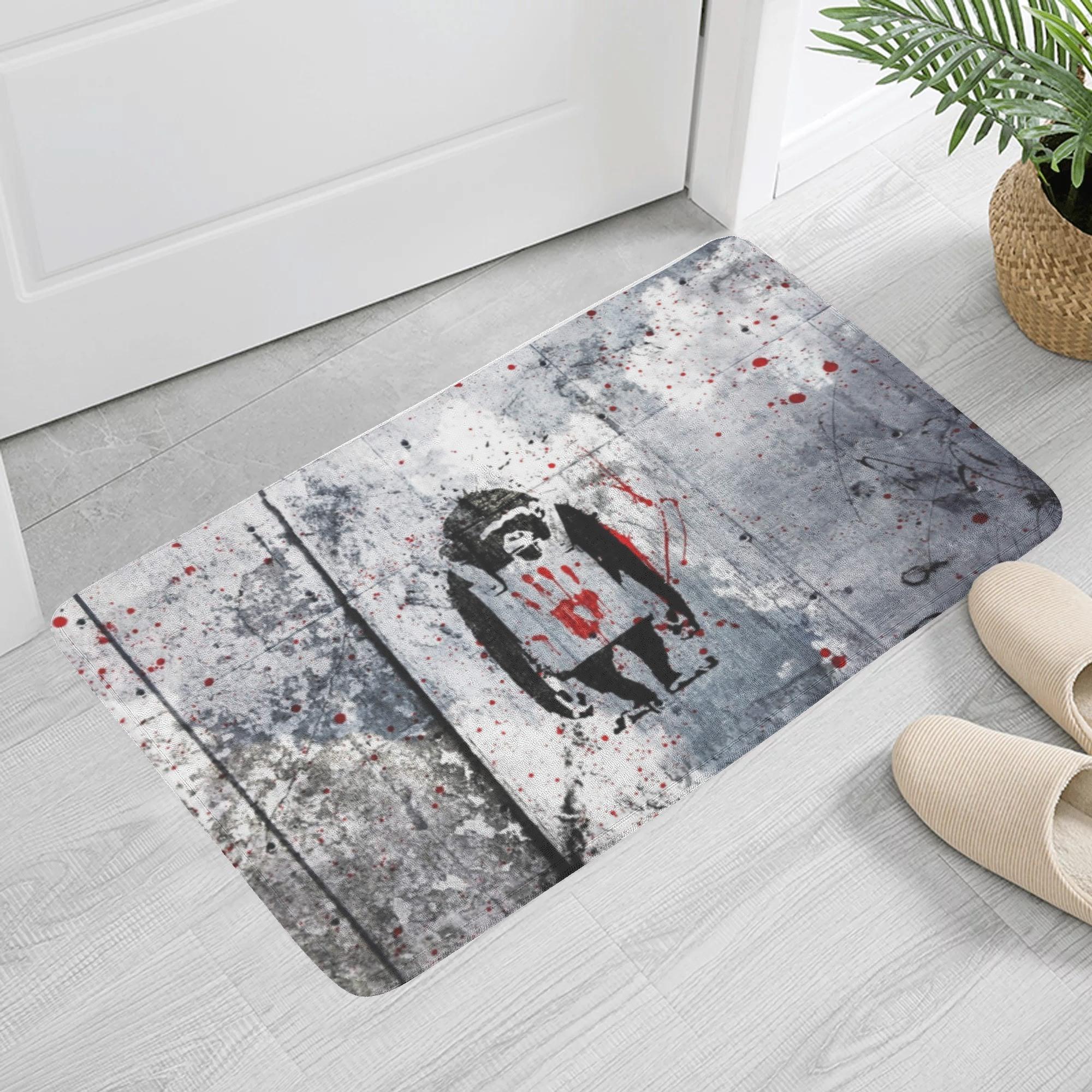 Banksy バンクシー ブラック モンキー BLACK monkey(ふんわりドアマット) ふんわりドアマット ユニセックス ホームデコレーション 全て public design