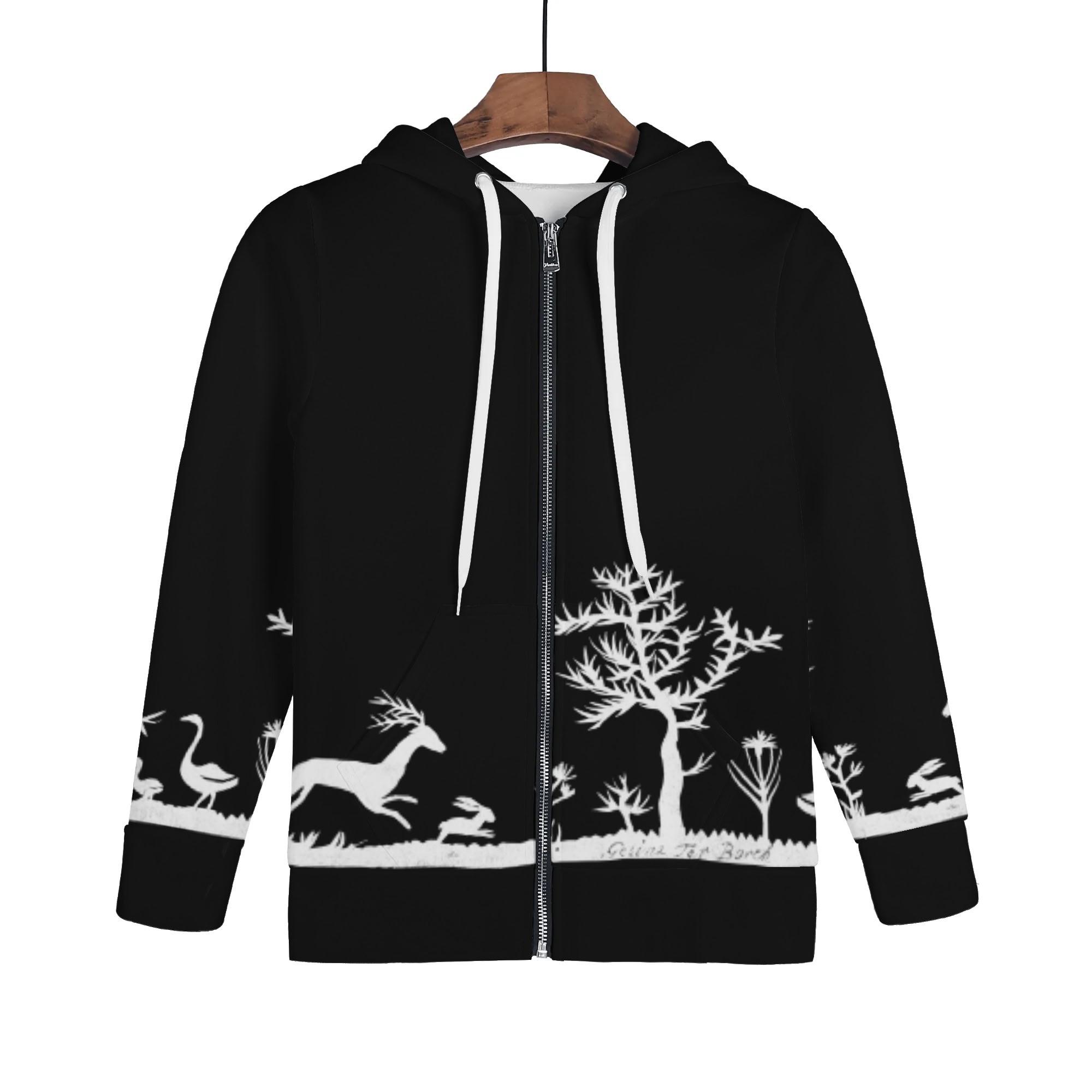 動物と植物の版画(キッズジップアップフードパーカー) キッズジップアップフードパーカー キッズ 動物 ..