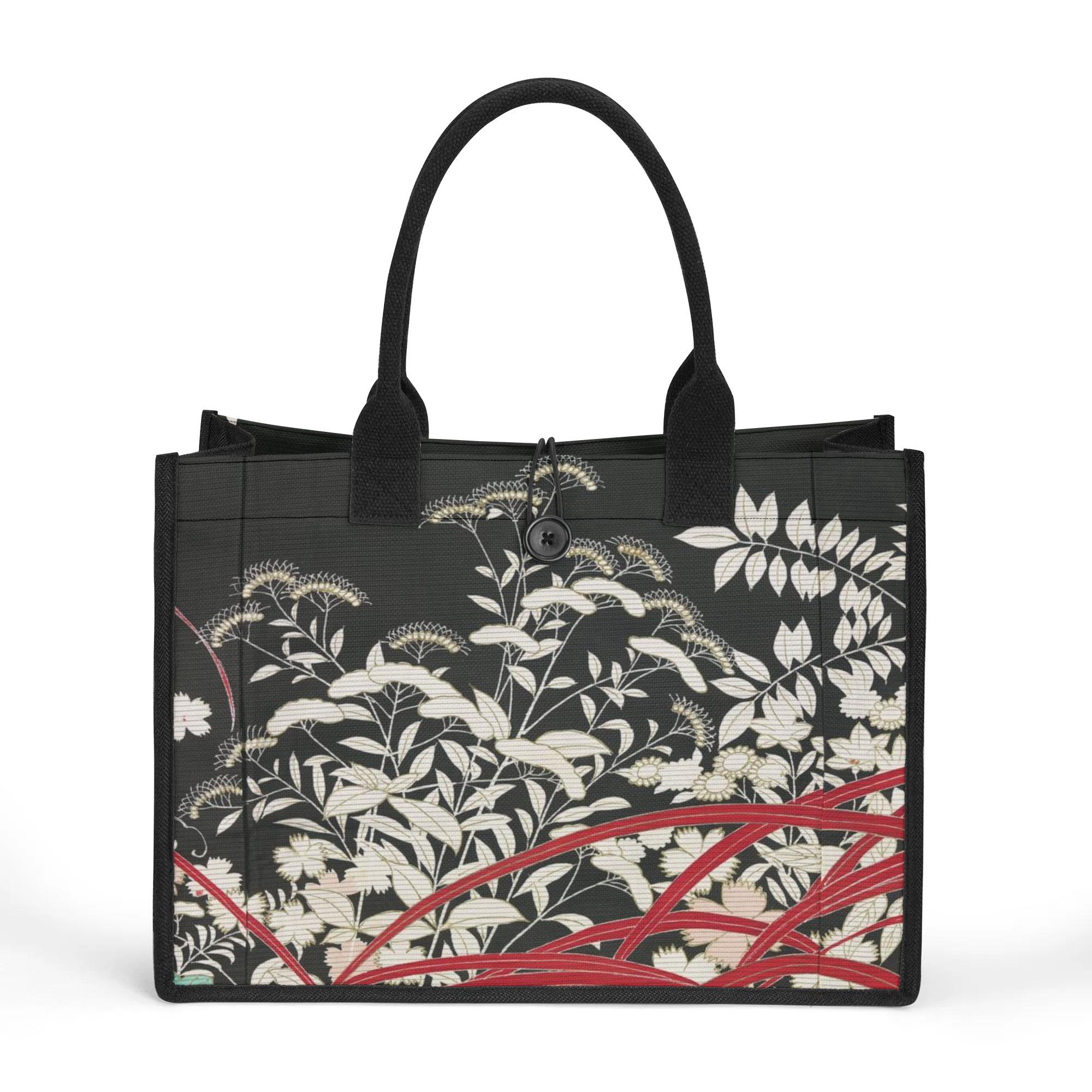 秋草の黒留袖(キャンバストートバッグ) キャンバストートバッグ ユニセックス バッグ 全て ボタニカル ..