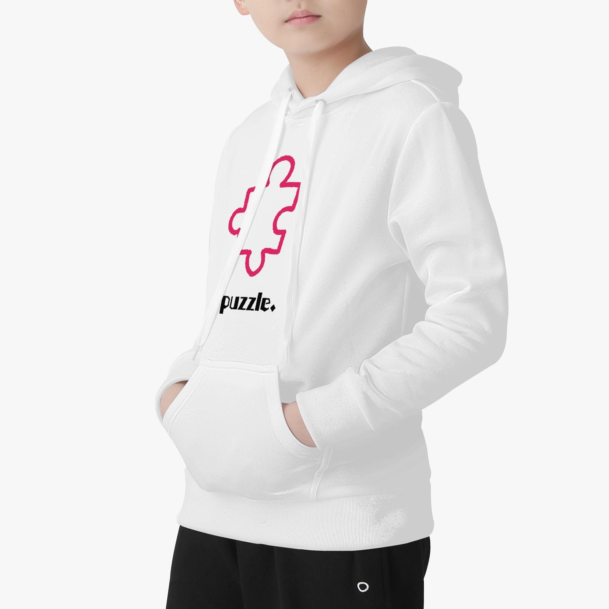 puzzle柄（ピース）(キッズパーカー) キッズフードパーカー キッズ 全て アート パズル puzzle ピース 松浦はれ(4)
