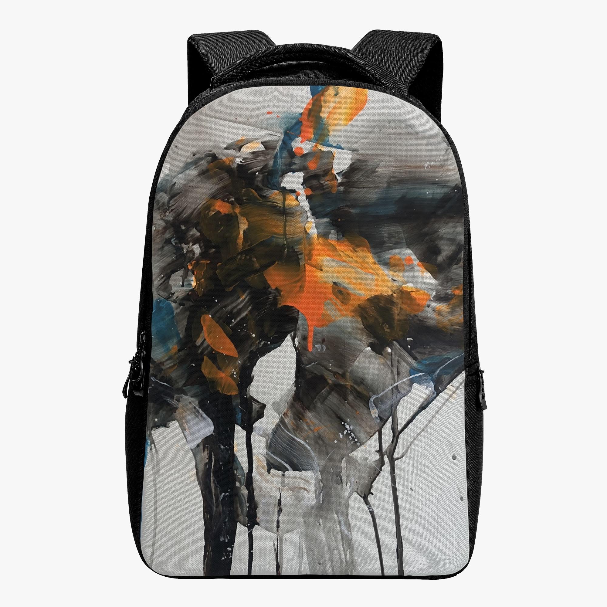 オレンジと青の飛沫(ラップトップバックパック) バックパック ユニセックス バッグ アート ブルー オレンジ ブラック TakeshiYokoshima(4)