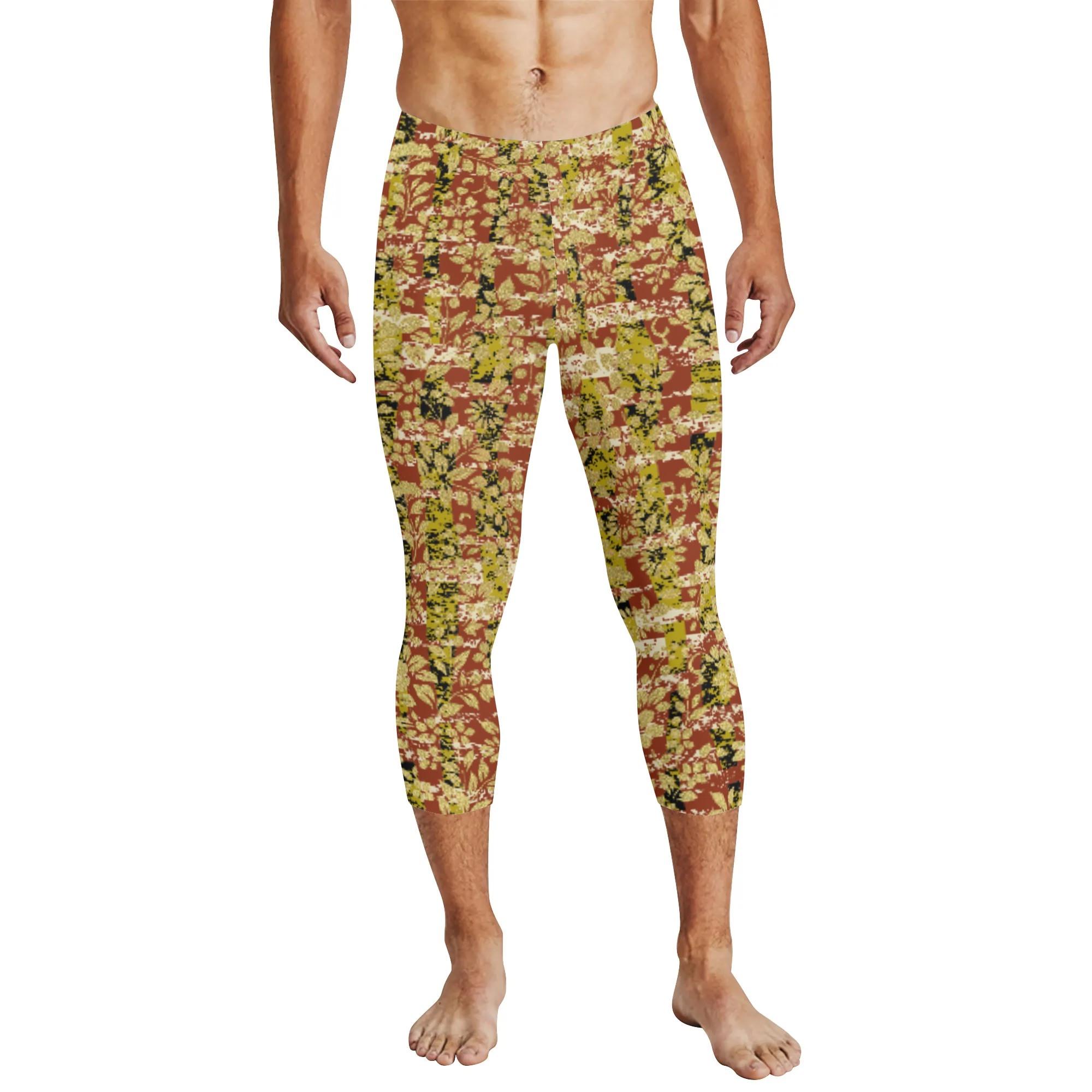 小花格子柄(メンズレギンス 7分丈) メンズレギンス 7分丈 メンズ 全て 石川 均