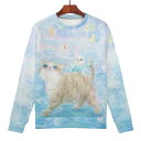 晴天のメロディー(レディーススウェット) レディーススウェット レディース アート 猫 鳥 夏 cat beautiful bird ウユニ塩湖 yumineuneu