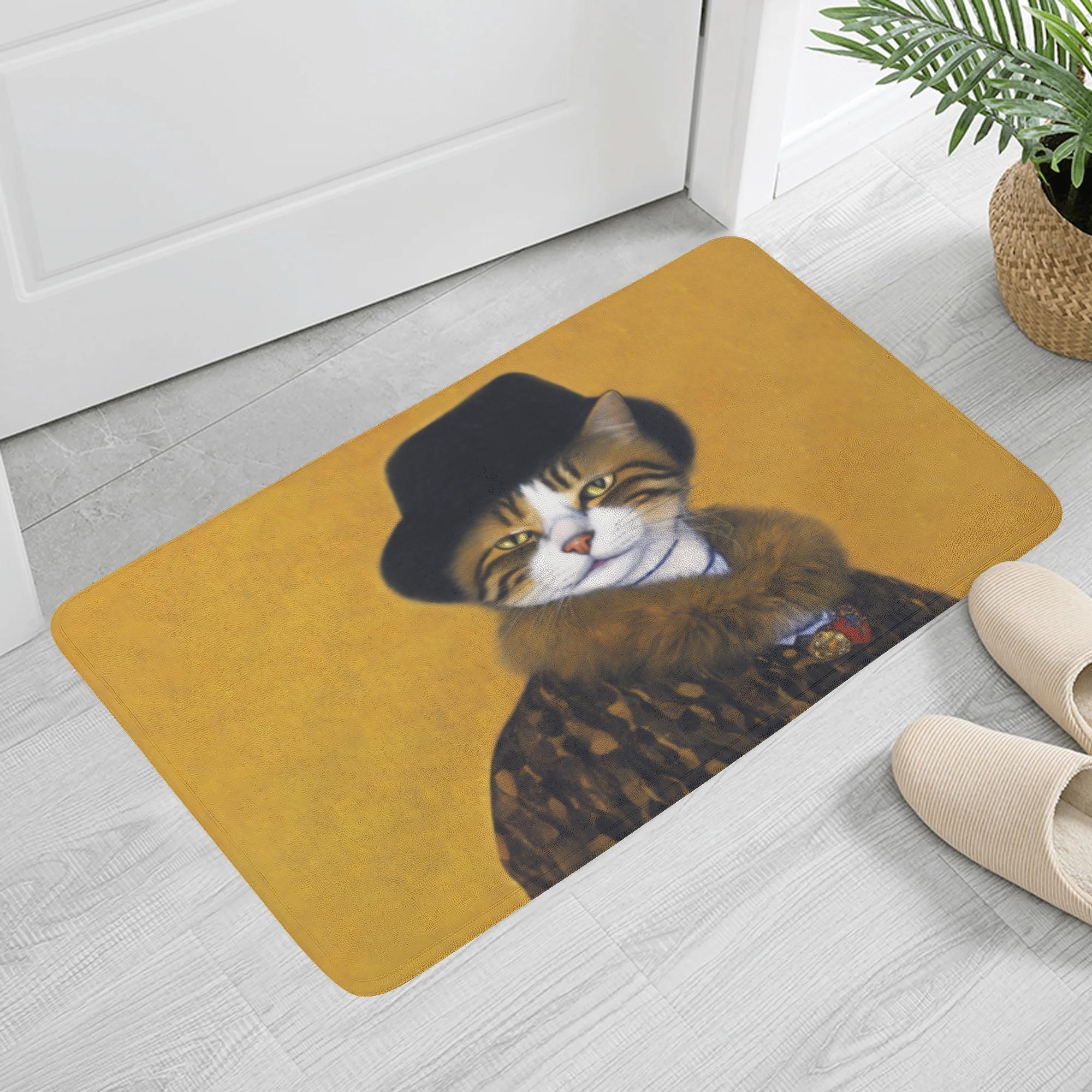 猫の肖像画 C(ふんわりドアマット) ふんわりドアマット ユニセックス ホームデコレーション 動物 アート 絵画 猫 ねこ 油絵 個性的 生き物 肖像画 美術 ちょい悪 ちょいワル 𖥧𖤣.𖡼