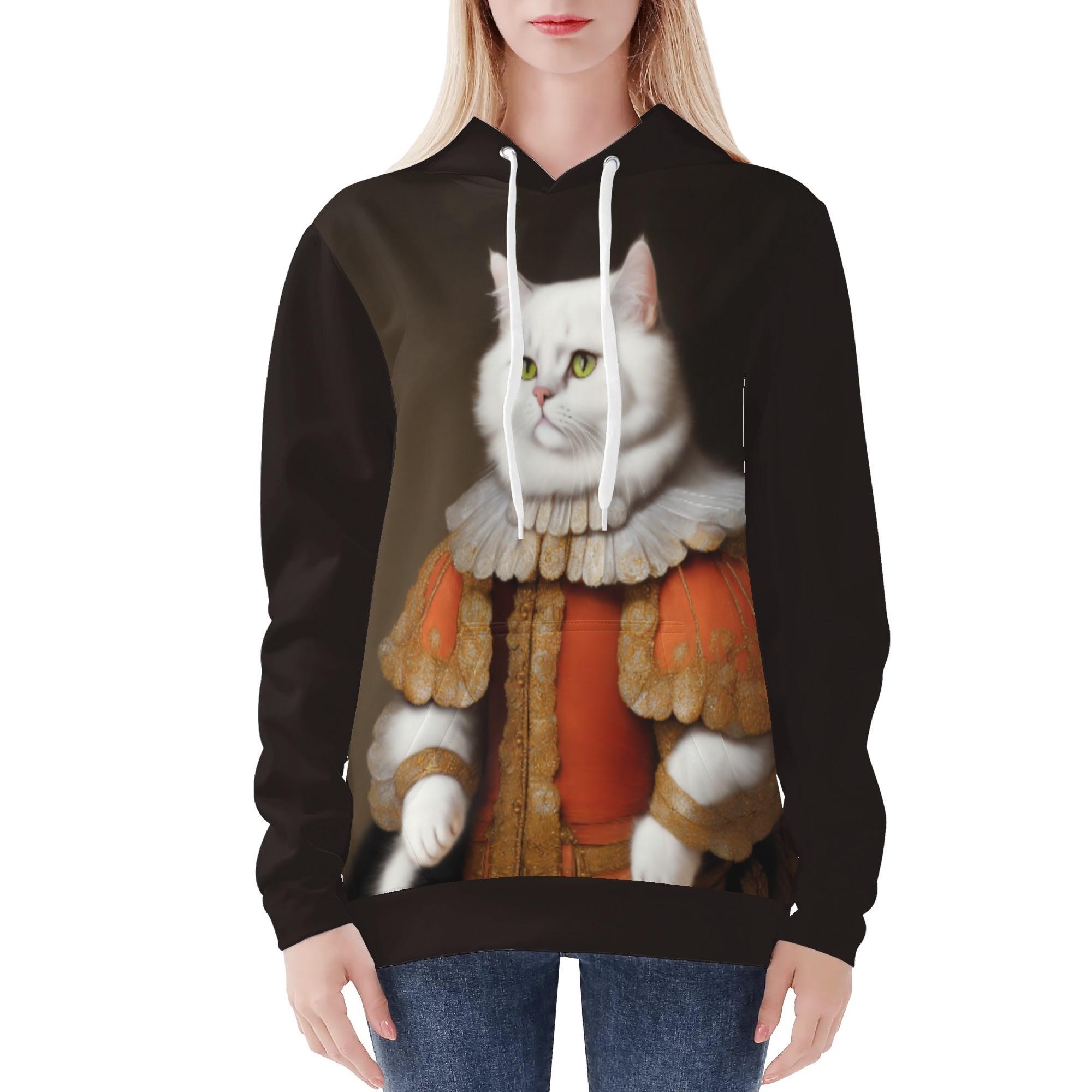 猫の肖像画 B(レディースフードパーカー) レディースフードパーカー レディース 動物 絵画 猫 ねこ 油..