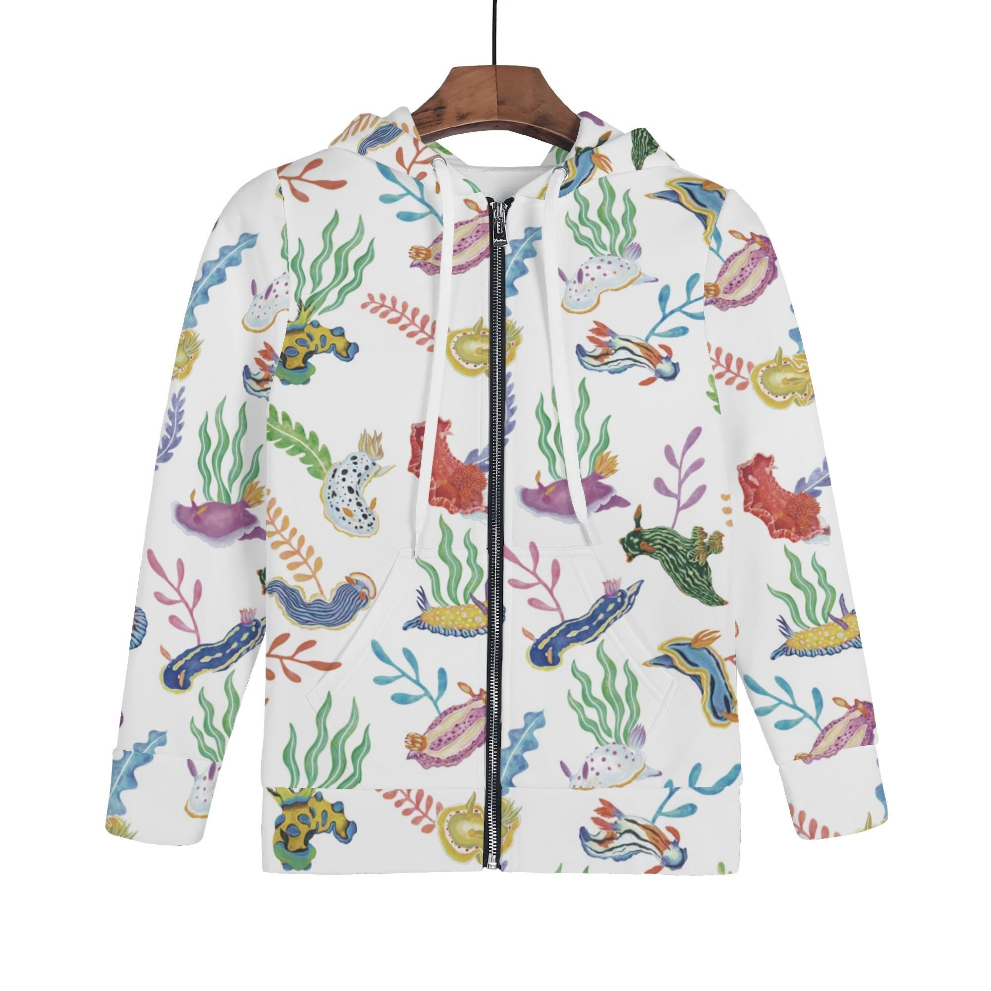 ウミウシ(キッズジップアップフードパーカー) キッズジップアップフードパーカー キッズ 動物 かわいい..