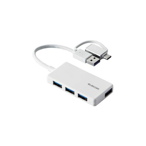 エレコム USB ハブ USB3.1 Gen1 バスパワー 超薄型 ケーブル長10cm ホワイト U3H-CA4004BWH エレコム USB ハブ USB3.1 Gen1 バスパワー 超薄型 ケーブル長10cm ホワイト U3H-CA4004BWH