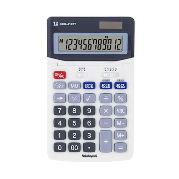■サイズ・色違い・関連商品■M【当ページ】■L■商品内容税込・税抜などの税計算ができます。税率設定が可能です。爽快な押し心地のプラスチック製のキートップを採用しています。太陽電池とボタン電池を併用することで低照度時でも使用できます。先に押したキーを離す前に次のキーを押しても入力を受け付け、素早い入力に対応できます。■商品スペック本体寸法 : W104×D174×H33mm本体重量 : 134g材質 : 本体機能 : 12桁表示/税計算/チルト/早打ち対応/2つの電源■送料・配送についての注意事項●本商品の出荷目安は【4 - 6営業日　※土日・祝除く】となります。●お取り寄せ商品のため、稀にご注文入れ違い等により欠品・遅延となる場合がございます。●本商品は仕入元より配送となるため、沖縄・離島への配送はできません。【 ECD-4102TLG 】