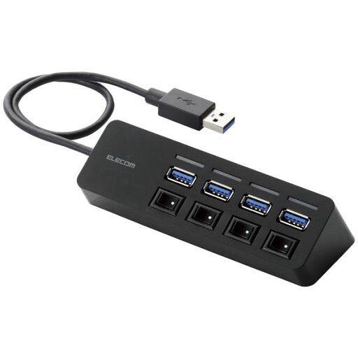 エレコム USB3.0ハブ/個別スイッチ付き/マグネット付き/バスパワー/4ポート/ブラック U3H-S418BBK エレコム USB3.0ハブ/個別スイッチ付き/マグネット付き/バスパワー/4ポート/ブラック U3H-S418BBK