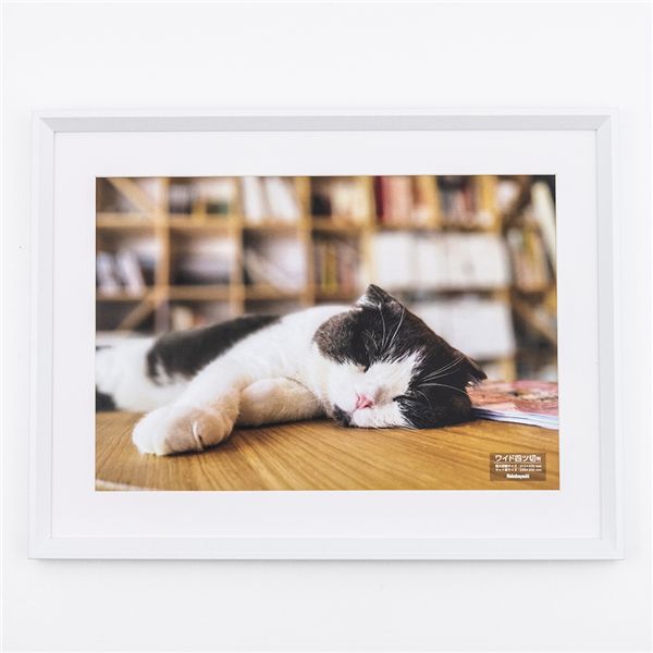 木製写真額 ワイド四ッ切判 F-SW-123-W ホワイト