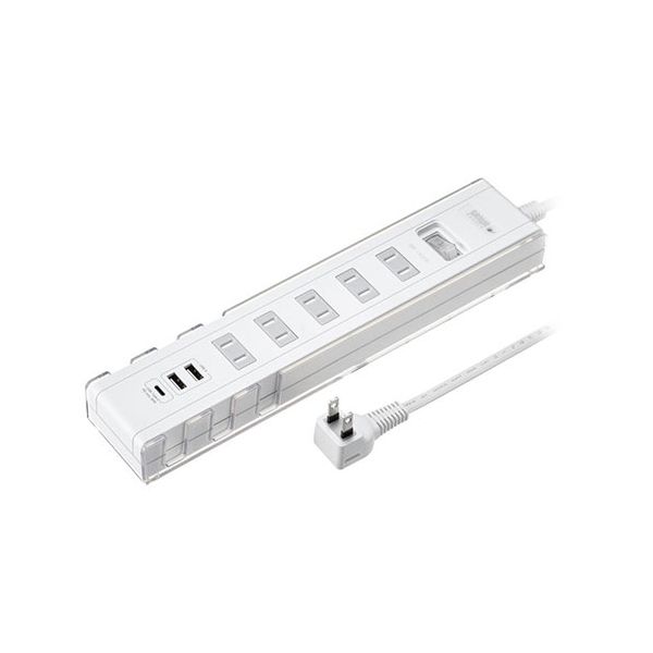 サンワサプライ USB充電機能付きタップ スタンド付き 2P 5個口 3m ホワイト TAP-B47UC-3W