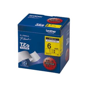 ブラザー BROTHER ピータッチ TZeテープ ラミネートテープ 6mm 黄/黒文字 業務用パック TZE-611V 1パック(5個) ブラザー BROTHER ピータッチ TZeテープ ラミネートテープ 6mm 黄/黒文字 業務用パック TZE-611V 1パック(5個)