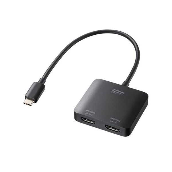 サンワサプライ USB Type C-HDMI変換アダプタ 2ポート/4K対応 ブラック AD-ALCMST2HD2