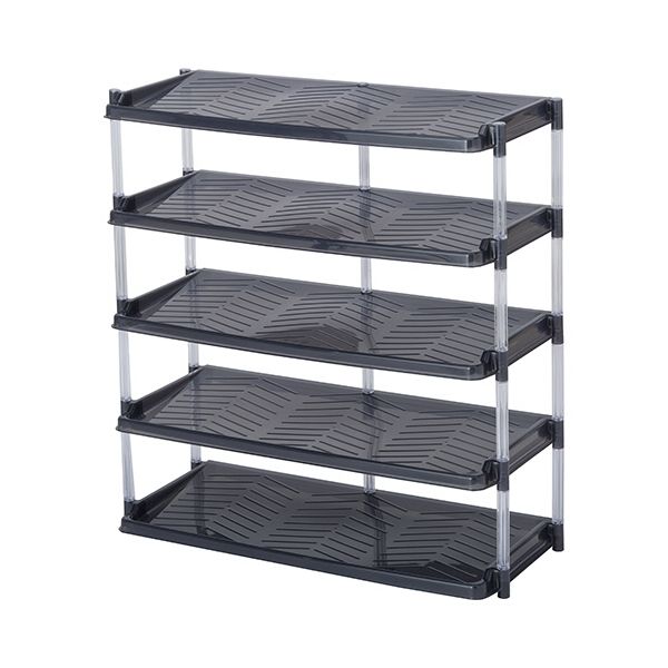 平和工業 クリスタルシューズラック トリプル 5段 グレイ 227935 1台 組立式
