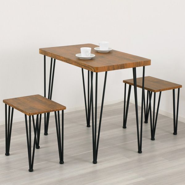 アートダイニング3点セット ヴィンテージブラウン 組立式