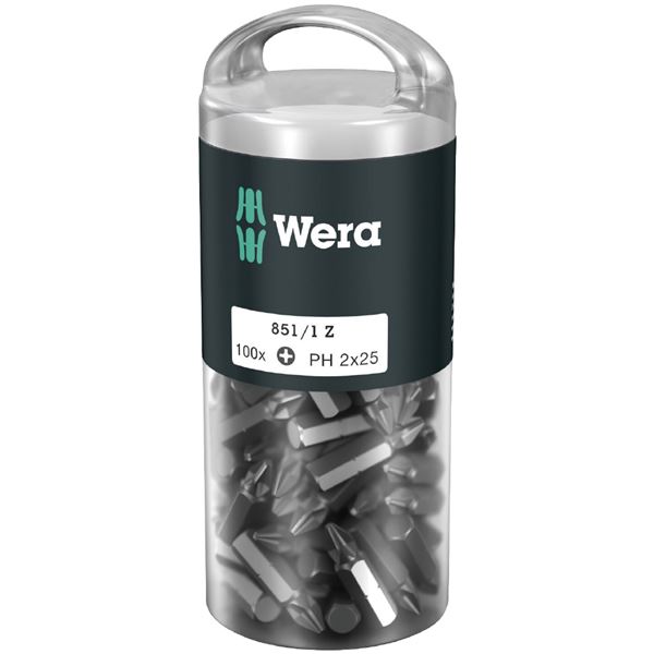 WERA ヴェラ 100本入 プラスネジ用 ドライバービット 差込6.35mm 刃先サイズPH2 全長25mm 072441