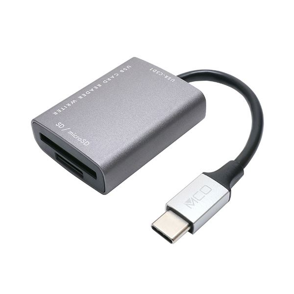 ナカバヤシ ミヨシSD/microSDカードリーダ・ライタ Type-C(USB3.2Gen1対応) ダークシルバー USR-CSD1/DS1個