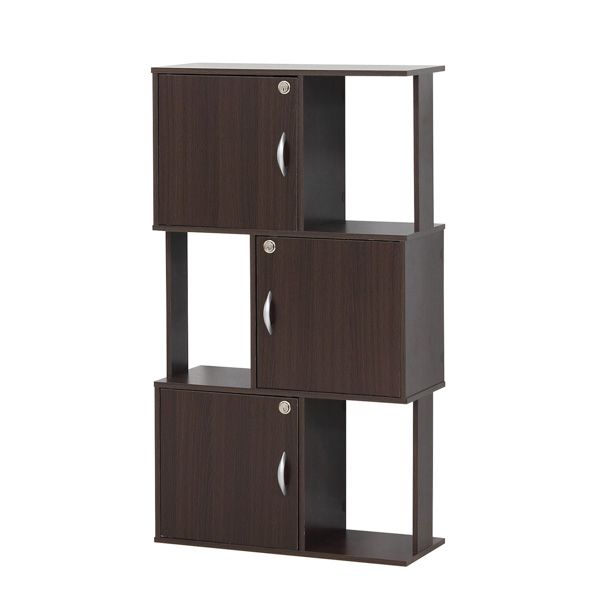 ラック鍵付き3段 ブラウン 組立式