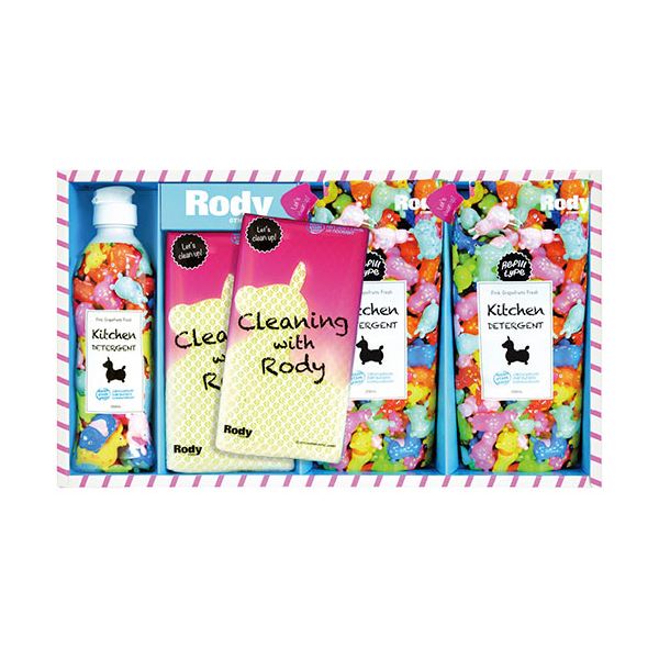 ロディ キッチン洗剤詰合せギフト 食器洗剤詰替用(200ml)・メッシュクリーナー(中国)×各2、食器洗剤(25..