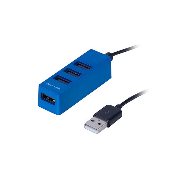 【3セット】 ナカバヤシ USB2.0 4ポートハブ 0.3m ブルー UH-2404BLX3