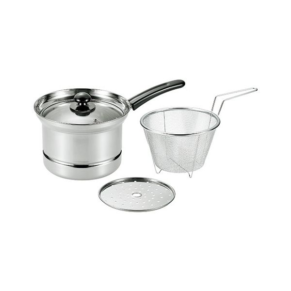 まいにち使いの多用途お鍋深型片手鍋18cm(ザル・目皿付) パスタや麺類を茹でる時に湯切りが簡単 FPZ-18MS