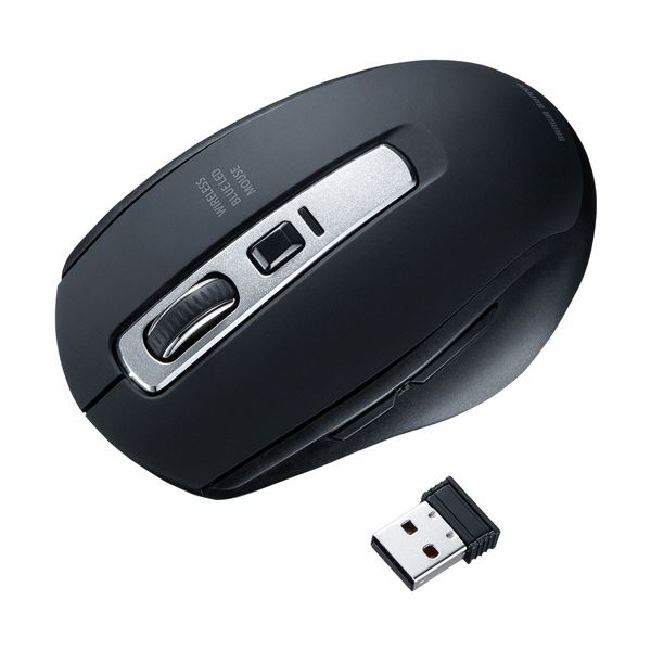 （まとめ）サンワサプライ 静音ワイヤレスブルーLEDマウス ブラック MA-WBL161BK 1個【×3セット】