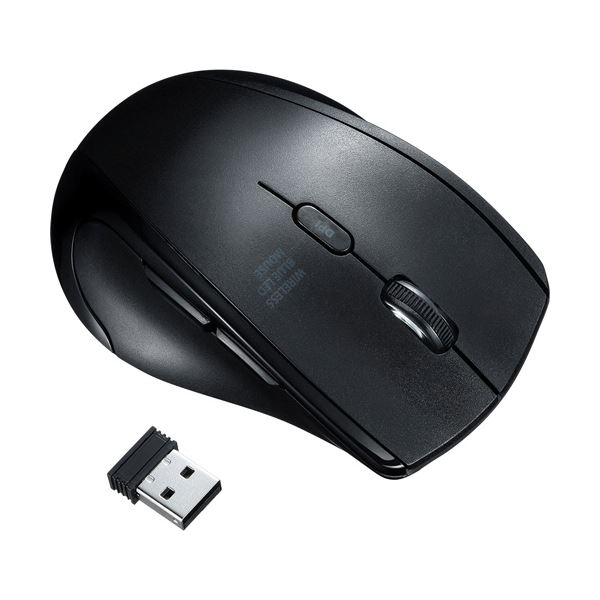 （まとめ）サンワサプライ 静音ワイヤレスブルーLEDマウス(5ボタン・左手用) ブラック MA-WBL164BK 1個【×3セット】