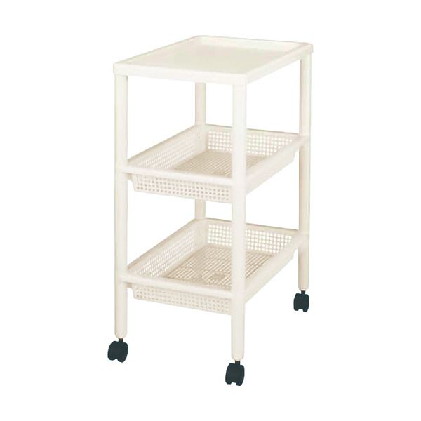 （まとめ） アスベル ユニットワゴンスリム330 3段 ホワイト 7319 1台 【×5セット】(3)