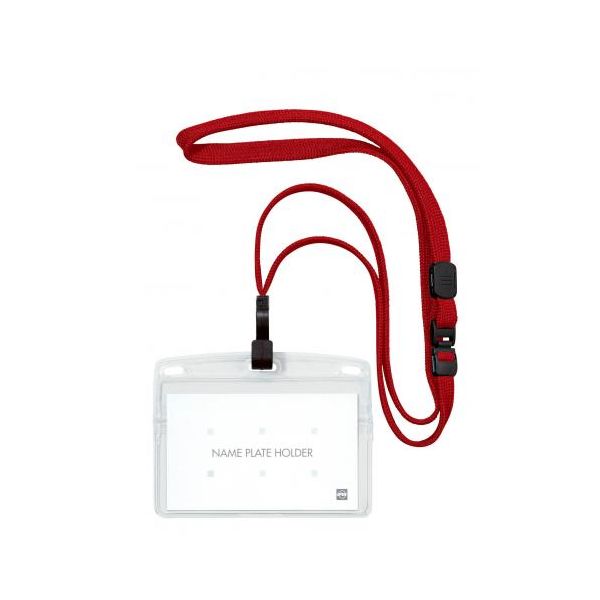 （まとめ） オープン工業 吊り下げ名札 フック式 ヨコ名刺 1枚 赤 NL-22P-RD 【×10セット】