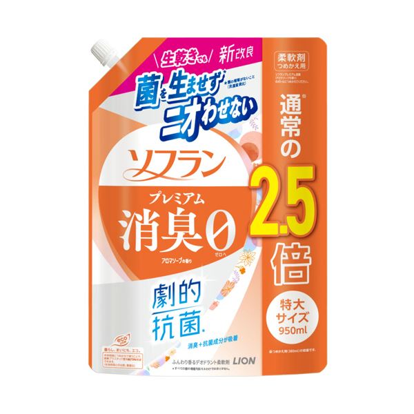 （まとめ） ライオン ソフランプレミアム消臭 アロマソープの香り つめかえ用 特大 950mL 1個 【×3セッ..