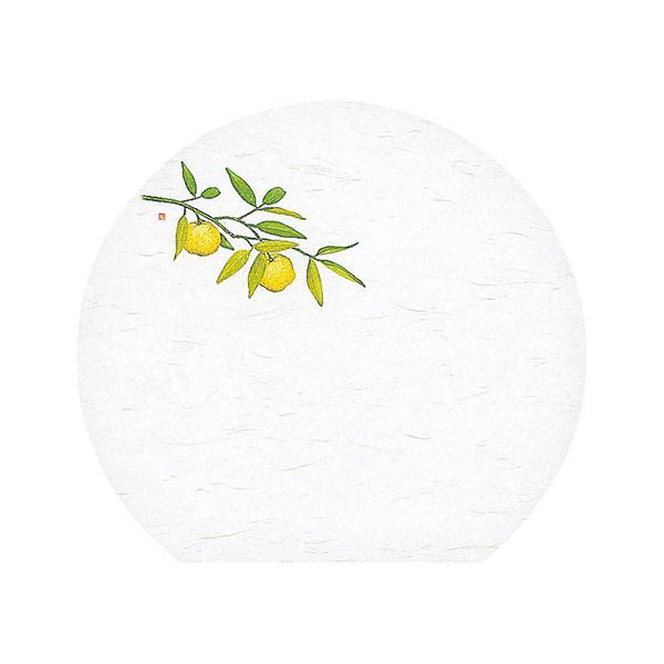 ヤマコー 用美 業務用 尺3半月雲竜和紙懐石まっと 枯淡 柚子 (100枚入) yamaco65071