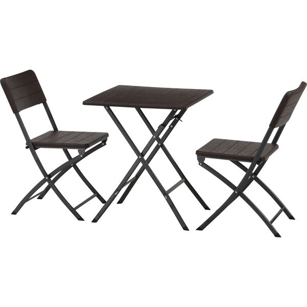 テーブル＆チェア 3点セット BRブラウン 木目調 組立品【代引不可】